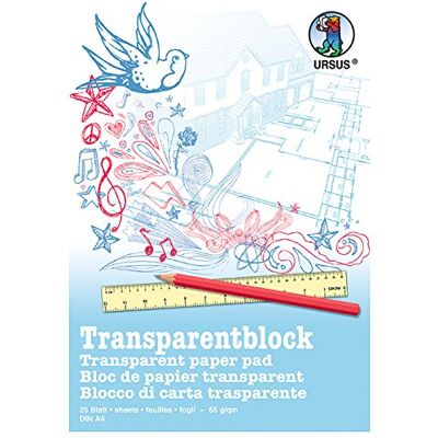 Ursus 2734600 doorzichtig blok DIN A4 65 g/m² 25 vellen transparant papier wit houtvrij met millimeterpapier geschikt voor technische tekeningen Ursus 2734600 doorzichtig blok DIN A4 65 g/m² 25 vellen transparant papier wit houtvrij met millimeterpapier geschikt voor technische tekeningen