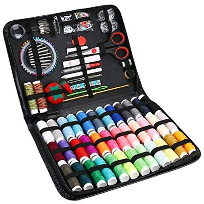 ProCase Naaiset met 183 naai-accessoires, 38 spoelen naaigaren, 30 naainaalden, hoogwaardige complete naaidoos, naaiset voor beginners, zwart ProCase Naaiset met 183 naai-accessoires, 38 spoelen naaigaren, 30 naainaalden, hoogwaardige complete naaidoos, naaiset voor beginners, zwart