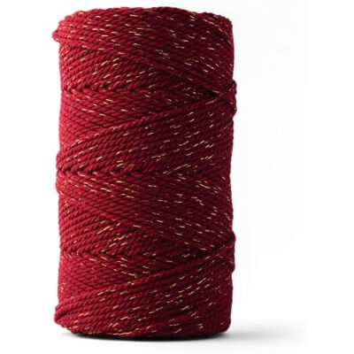Ledent Macramé touw (3 mm, 120 m, bordeaux met gouden glitter) – dubbel gedraaid van 100% gerecycled katoen voor creatieve projecten, decoratie en knutselen Ledent Macramé touw (3 mm, 120 m, bordeaux met gouden glitter) – dubbel gedraaid van 100% gerecycled katoen voor creatieve projecten, decoratie en knutselen