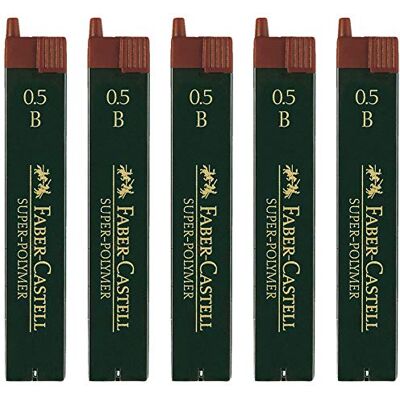 Faber-Castell Super Polymeer Fijnvullingen, 0,5 B, 5 Stuk Faber-Castell Super Polymeer Fijnvullingen, 0,5 B, 5 Stuk