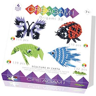 CreativaMente Creagami Origami 3D, set van 4 dieren, 555 delen CreativaMente Creagami Origami 3D, set van 4 dieren, 555 delen