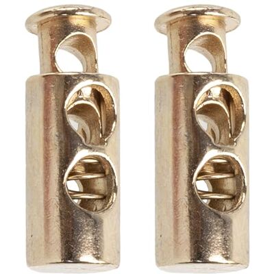 AERZETIX Set van 2 cilindrische koordstoppers met 2 veergaten kabelstop 4.5 mm opening metaal goudkleurig AERZETIX Set van 2 cilindrische koordstoppers met 2 veergaten kabelstop 4.5 mm opening metaal goudkleurig