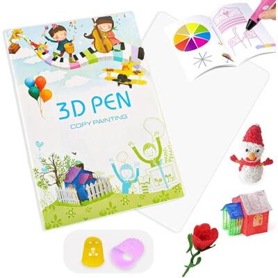 Duoleimi 3D-printtekenboek, herbruikbaar model met 40 motieven voor 3D Doodler starterset & 3D-pennen, doe-het-zelf cadeau voor kinderen Duoleimi 3D-printtekenboek, herbruikbaar model met 40 motieven voor 3D Doodler starterset & 3D-pennen, doe-het-zelf cadeau voor kinderen