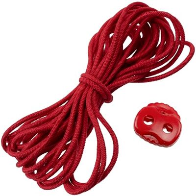 AERZETIX Set van 5 m rond elastiek Ø 3 mm in de kleur framboos rood + 10 ovale rode kunststof koordstoppers met 2 doorgangen Ø 4,5 mm AERZETIX Set van 5 m rond elastiek Ø 3 mm in de kleur framboos rood + 10 ovale rode kunststof koordstoppers met 2 doorgangen Ø 4,5 mm