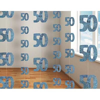 SHATCHI 6 stuks metallic banner voor de 13e 90e trouwdag, blauw SHATCHI 6 stuks metallic banner voor de 13e 90e trouwdag, blauw