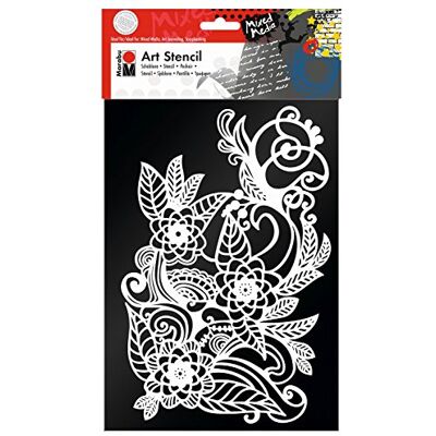Marabu 0285000006 Art stencil sjabloon voor een effectieve sjabloon op papier, spieraam, hout en textiel, PVC-vrij, lasergesneden, herbruikbaar, DIN A4, Zentangle Marabu 0285000006 Art stencil sjabloon voor een effectieve sjabloon op papier, spieraam, hout en textiel, PVC-vrij, lasergesneden, herbruikbaar, DIN A4, Zentangle
