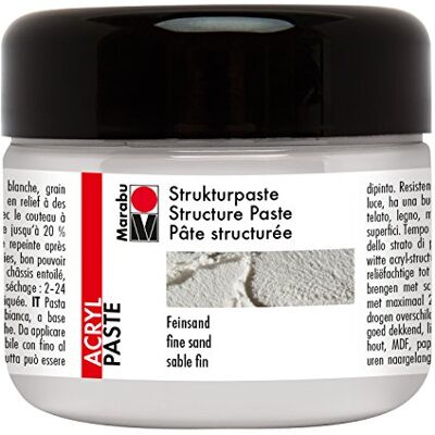 Marabu 12260025809 structuurpasta, fijn zand, matte acrylpasta op waterbasis, lichtecht, weerbestendig, goed dekkend, voor kunststof reliëfstructuren, 225 ml, wit Marabu 12260025809 structuurpasta, fijn zand, matte acrylpasta op waterbasis, lichtecht, weerbestendig, goed dekkend, voor kunststof reliëfstructuren, 225 ml, wit