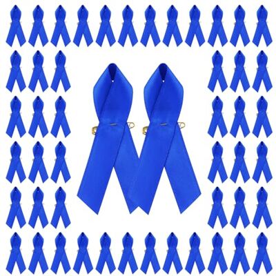 WANDIC 100 stuks november blauwe broche, blauwe lintspelden voor prostaatkanker bewustzijn polyester voor Movember decoratie accessoires evenementen WANDIC 100 stuks november blauwe broche, blauwe lintspelden voor prostaatkanker bewustzijn polyester voor Movember decoratie accessoires evenementen
