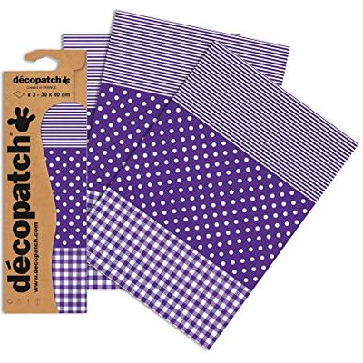 décopatch 3 vellen Vichy-papier, gestippeld, gestreept, 30 x 40 cm décopatch 3 vellen Vichy-papier, gestippeld, gestreept, 30 x 40 cm
