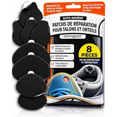 aZengear Reparatieset voor schoenhiel en grote teengat: zelfklevend, sterke lijm, scheurvast, zacht suède, 4 paar meerdere maten voor sneakers, laarzen, hoge hakken Multiple aZengear Reparatieset voor schoenhiel en grote teengat: zelfklevend, sterke lijm, scheurvast, zacht suède, 4 paar meerdere maten voor sneakers, laarzen, hoge hakken Multiple