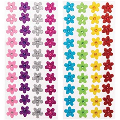 Baker Ross Strassee, bloemen, schuim, stickers, 80-delige set Baker Ross Strassee, bloemen, schuim, stickers, 80-delige set