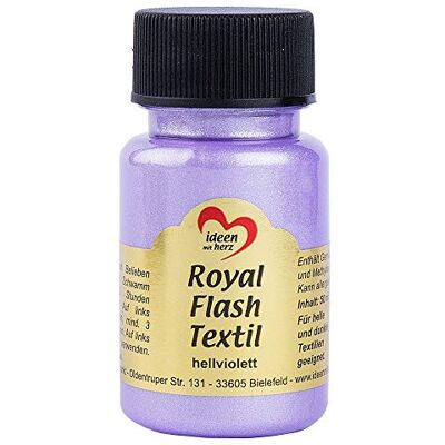 Ideen mit Herz Royal Flash Textil Metallic glitterkleur, 50 ml, zeer dekkend, romig, voor lichte en donkere stoffen op waterbasis voor het beschilderen en accentueren van T-shirts, tassen, stoffen, lichtpaars Ideen mit Herz Royal Flash Textil Metallic glitterkleur, 50 ml, zeer dekkend, romig, voor lichte en donkere stoffen op waterbasis voor het beschilderen en accentueren van T-shirts, tassen, stoffen, lichtpaars