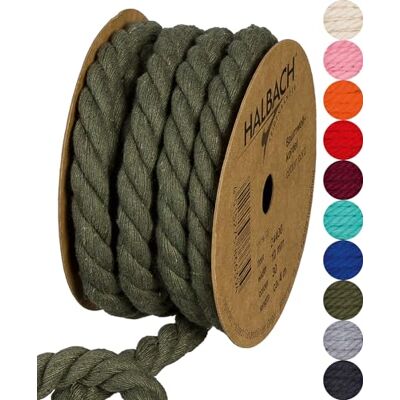 Halbach Seidenbänder gerecycled katoenen koord, breedte 10 mm, lengte 4 m, duurzaam katoengaren voor macramé, natuurlijk touw om te knutselen, kleur: groen Halbach Seidenbänder gerecycled katoenen koord, breedte 10 mm, lengte 4 m, duurzaam katoengaren voor macramé, natuurlijk touw om te knutselen, kleur: groen