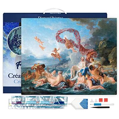 ART Diamond Painting Diamantborduurwerk, 40 x 50 cm, met frame, gespannen canvas, strass, vierkante kralen, de triomf van Venus, complete set, 5D, doe-het-zelf, handwerk, creatieve vrije tijd ART Diamond Painting Diamantborduurwerk, 40 x 50 cm, met frame, gespannen canvas, strass, vierkante kralen, de triomf van Venus, complete set, 5D, doe-het-zelf, handwerk, creatieve vrije tijd