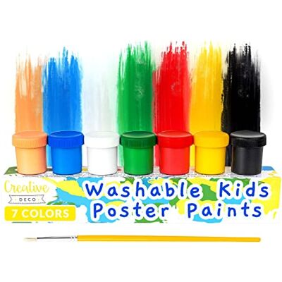 Creative Wasbare vingerverf voor kinderen, 6 + 1 x 20 ml, creatieve vrije tijd, intensieve gepigmenteerde basiskleuren, sneldrogend, mat effect, niet giftig, voor beginners en kunstenaars Creative Wasbare vingerverf voor kinderen, 6 + 1 x 20 ml, creatieve vrije tijd, intensieve gepigmenteerde basiskleuren, sneldrogend, mat effect, niet giftig, voor beginners en kunstenaars
