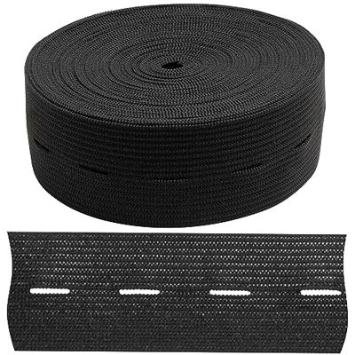 AERZETIX C67390 elastiek met knoopsgat plat 5 m breedte 30 mm kleur zwart polyester en latex confectie fournituren naaien kleding stof riem breibroek AERZETIX C67390 elastiek met knoopsgat plat 5 m breedte 30 mm kleur zwart polyester en latex confectie fournituren naaien kleding stof riem breibroek