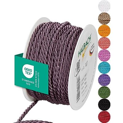 Halbach Seidenbänder Hoogwaardig satijnen koord Breedte 4 mm Lengte 25 m Glanzend acetaat koord Decoratief sleutelkoord om te knutselen Kleur: Dusky Lilac Halbach Seidenbänder Hoogwaardig satijnen koord Breedte 4 mm Lengte 25 m Glanzend acetaat koord Decoratief sleutelkoord om te knutselen Kleur: Dusky Lilac