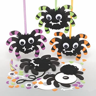 Baker Ross FE674 Pompons spinnenmotief, 3 stuks, wol, pom, creatieve vrije tijd voor kinderen, handmatige activiteiten Baker Ross FE674 Pompons spinnenmotief, 3 stuks, wol, pom, creatieve vrije tijd voor kinderen, handmatige activiteiten