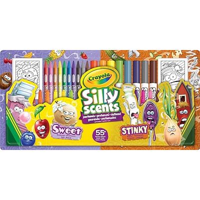 CRAYOLA Silly Scents, schilderset 55+ stuks, viltstiften, potloden, geurwaspotloden, creatieve activiteit, 3 jaar en ouder, 04-0642 CRAYOLA Silly Scents, schilderset 55+ stuks, viltstiften, potloden, geurwaspotloden, creatieve activiteit, 3 jaar en ouder, 04-0642