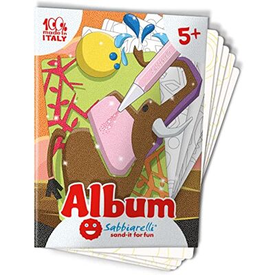 Sabbiarelli – Savanne Dieren Album Zelfklevende vellen voor Sand Art Bevat 5 zelfklevende A5-tekeningen, 100% Made in Italy, knutselwerk, kinderen 5-12 jaar, gekleurd zand niet inbegrepen Sabbiarelli – Savanne Dieren Album Zelfklevende vellen voor Sand Art Bevat 5 zelfklevende A5-tekeningen, 100% Made in Italy, knutselwerk, kinderen 5-12 jaar, gekleurd zand niet inbegrepen