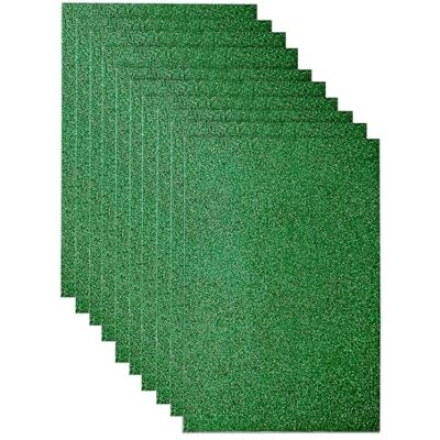 Jtnohx 10 vellen glitter vilten stof voor feestprojecten, 20 x 30 cm, glitter vilten achterkant voor feestdagen, wensen (groen) Jtnohx 10 vellen glitter vilten stof voor feestprojecten, 20 x 30 cm, glitter vilten achterkant voor feestdagen, wensen (groen)