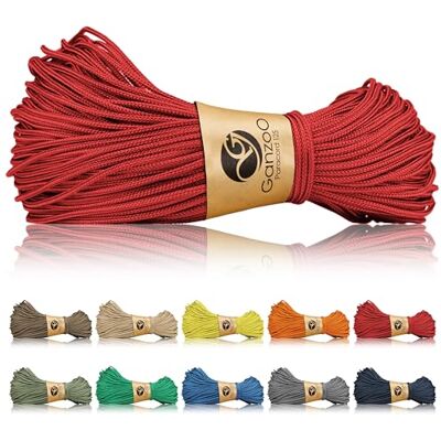 Ganzoo Paracord 125 gevlochten vlechtwerk, 1 mm, nylon en polyester, rood, gevlochten koord met 1 kern, breuk ca. 60 kg, 125 lbs, voor knopen, armbanden, honden Ganzoo Paracord 125 gevlochten vlechtwerk, 1 mm, nylon en polyester, rood, gevlochten koord met 1 kern, breuk ca. 60 kg, 125 lbs, voor knopen, armbanden, honden