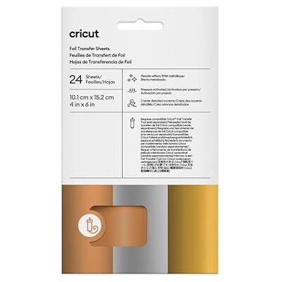 Cricut Metallic transfervellen (24 karaat) voor Joy Maker Explore, geen verwarming nodig Cricut Metallic transfervellen (24 karaat) voor Joy Maker Explore, geen verwarming nodig