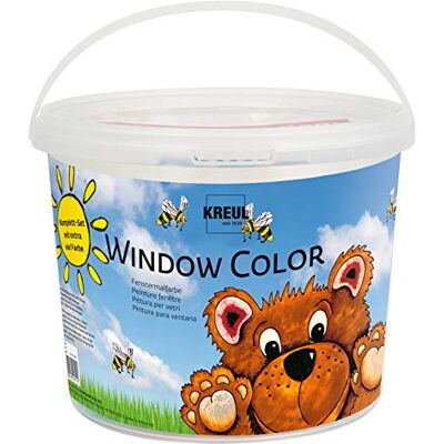 KREUL 40151 Window Color beer raamverfset, 7 x raamverf 125 ml, 2 verschillende kunststof vellen, 1 x dunne spuitmond en patroonsjablonen KREUL 40151 Window Color beer raamverfset, 7 x raamverf 125 ml, 2 verschillende kunststof vellen, 1 x dunne spuitmond en patroonsjablonen