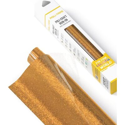 POLI-TAPE POLI-FLEX PEARL GLITTER Glitterfolie voor textiel, flexibel met glittereffect, om op te strijken, plotter voor doe-het-zelf T-shirts, donkergoud, 30,5 cm x 61 cm POLI-TAPE POLI-FLEX PEARL GLITTER Glitterfolie voor textiel, flexibel met glittereffect, om op te strijken, plotter voor doe-het-zelf T-shirts, donkergoud, 30,5 cm x 61 cm