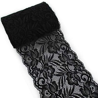 Yulakes 5 yards zwart elastisch kant kant rand decoratief lint voor handwerk lingerie bruidsjurk bruiloftsdecoratie breedte: 15 cm Yulakes 5 yards zwart elastisch kant kant rand decoratief lint voor handwerk lingerie bruidsjurk bruiloftsdecoratie breedte: 15 cm