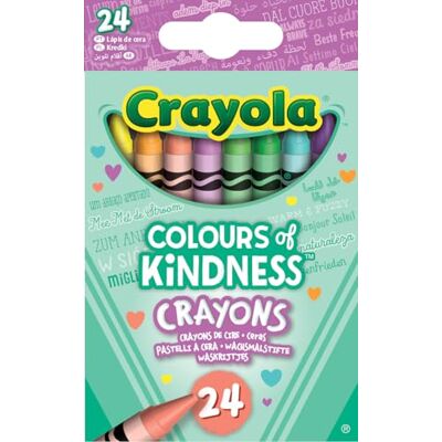 CRAYOLA Colours of Kindness Set van 24 kleurpotloden, verschillende kleuren, die een goed gevoel vertegenwoordigen, ideaal voor kinderen vanaf 3 jaar CRAYOLA Colours of Kindness Set van 24 kleurpotloden, verschillende kleuren, die een goed gevoel vertegenwoordigen, ideaal voor kinderen vanaf 3 jaar