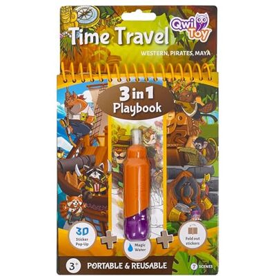 QwiToy 35158 3-in-1 reisspeelboek, 3 activiteiten, kleurboek met magische pen, te openen scenario met stickers, 3D pop-up scenario met Puffy stickers QwiToy 35158 3-in-1 reisspeelboek, 3 activiteiten, kleurboek met magische pen, te openen scenario met stickers, 3D pop-up scenario met Puffy stickers