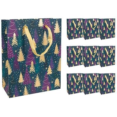 Idena 10 geschenkzakjes van papier, kerstboom, 18 x 23 x 8 cm, 10 stuks Idena 10 geschenkzakjes van papier, kerstboom, 18 x 23 x 8 cm, 10 stuks