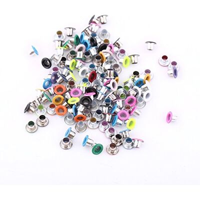 Walfront Eyelets 500 stuks metalen ogen 3 mm gemengde kleuren ronde vorm scrapbooking oogjes voor leren knutseltassen (metalen schijf niet inbegrepen) Walfront Eyelets 500 stuks metalen ogen 3 mm gemengde kleuren ronde vorm scrapbooking oogjes voor leren knutseltassen (metalen schijf niet inbegrepen)