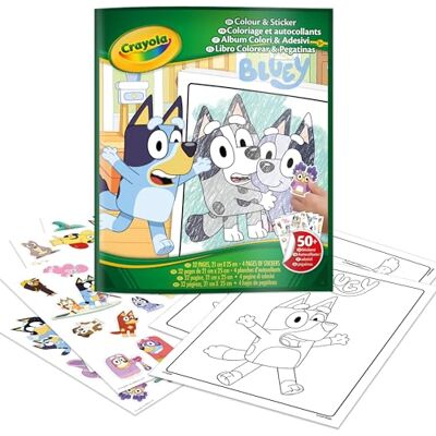 CRAYOLA , Kleuralbum & stickers, 32 pagina's en 4 vellen stickers, blauw onderwerp, 04-2664G CRAYOLA , Kleuralbum & stickers, 32 pagina's en 4 vellen stickers, blauw onderwerp, 04-2664G