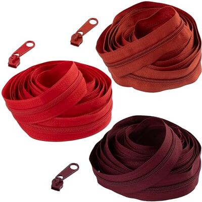 AERZETIX Set met ritssluiting spiraal 3 x 5 m nr. 5 hoofdkleur rood + 45 niet-afsluitbare ritslopers nr. 5 van metaal naaien vrije tijd creatief project decoratie AERZETIX Set met ritssluiting spiraal 3 x 5 m nr. 5 hoofdkleur rood + 45 niet-afsluitbare ritslopers nr. 5 van metaal naaien vrije tijd creatief project decoratie