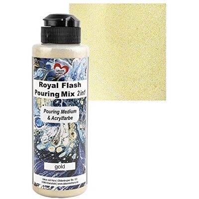 Ideen mit Herz Royal Flash Pouring Mix 2-in-1 acrylverf Pouring Medium & Metallic met glittereffect, 180 ml, mengen met vloeistof, medium of siliconenolie (goud) Ideen mit Herz Royal Flash Pouring Mix 2-in-1 acrylverf Pouring Medium & Metallic met glittereffect, 180 ml, mengen met vloeistof, medium of siliconenolie (goud)