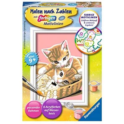 Ravensburger CreArt 29686 Kittens Painting by Numbers Cat voor kinderen vanaf 9 jaar, schilderset met frame, penseel en acrylverf, cadeau voor meisjes en jongens Ravensburger CreArt 29686 Kittens Painting by Numbers Cat voor kinderen vanaf 9 jaar, schilderset met frame, penseel en acrylverf, cadeau voor meisjes en jongens
