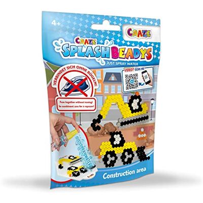 CRAZE SPLASH BEADYS Parelset om op te plakken, constructie, zak, strijkvrij, magische waterparels, motief bouwplaats, creatieve hobby, 26021 CRAZE SPLASH BEADYS Parelset om op te plakken, constructie, zak, strijkvrij, magische waterparels, motief bouwplaats, creatieve hobby, 26021