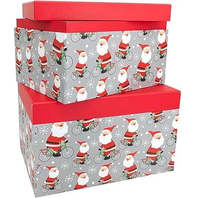 Idena 30350 Kerstman geschenkdozen op fiets, 2 stuks, geschenkdozen, kerstcadeauverpakking Idena 30350 Kerstman geschenkdozen op fiets, 2 stuks, geschenkdozen, kerstcadeauverpakking