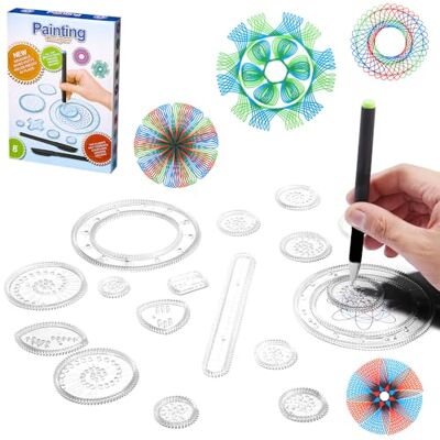 LEAZZLE Spiral Designer, 28 stuks multifunctionele spirografen, mandala-motief voor kinderen vanaf 8 jaar, tekensjablonen, schildersjablonen (wit) LEAZZLE Spiral Designer, 28 stuks multifunctionele spirografen, mandala-motief voor kinderen vanaf 8 jaar, tekensjablonen, schildersjablonen (wit)