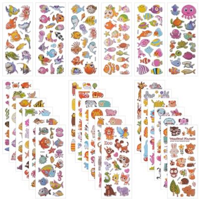 Vicloon 3D-stickers, meer dan 380 opblaasbare stickers, 24 verschillende vellen voor feestgeschenken, scrapbooking, waaronder dieren, vissen, brieven en meer Vicloon 3D-stickers, meer dan 380 opblaasbare stickers, 24 verschillende vellen voor feestgeschenken, scrapbooking, waaronder dieren, vissen, brieven en meer