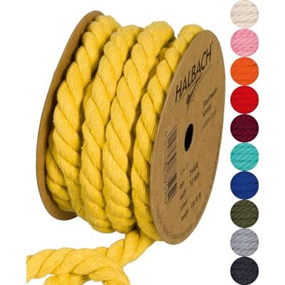 Halbach Zijden lint van gerecycled katoen, breedte 10 mm, lengte 4 m, duurzaam katoengaren voor macramé, natuurlijk koord om te knutselen, honinggeel Halbach Zijden lint van gerecycled katoen, breedte 10 mm, lengte 4 m, duurzaam katoengaren voor macramé, natuurlijk koord om te knutselen, honinggeel