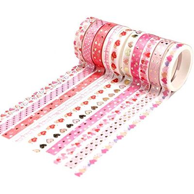 YUBX Set gouden dunne decoratieve tape voor knutselen, bullet journal, planner, scrapbooking, verpakking (liefdesthema) YUBX Set gouden dunne decoratieve tape voor knutselen, bullet journal, planner, scrapbooking, verpakking (liefdesthema)