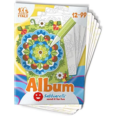 Sabbiarelli Mandala Art Album Zelfklevende vellen voor Sand Art 5 zelfklevende tekeningen A5, 100% Made in Italy, jongeren en volwassenen, gekleurd zand niet inbegrepen Sabbiarelli Mandala Art Album Zelfklevende vellen voor Sand Art 5 zelfklevende tekeningen A5, 100% Made in Italy, jongeren en volwassenen, gekleurd zand niet inbegrepen