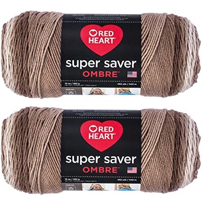 Red Heart Super Saver Jumbo garen, 2 x 283 g, acryl, middelgekamd garen nr. 4, 440 m, breien/haken, cacao ombre Red Heart Super Saver Jumbo garen, 2 x 283 g, acryl, middelgekamd garen nr. 4, 440 m, breien/haken, cacao ombre