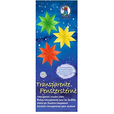 Ursus 15600002 venstersterren transparant 5 intense kleuren, 80 vellen, ca. 6 x 16 cm, 115 g/m², inclusief knutselhandleiding ideaal voor knutselen met kinderen Ursus 15600002 venstersterren transparant 5 intense kleuren, 80 vellen, ca. 6 x 16 cm, 115 g/m², inclusief knutselhandleiding ideaal voor knutselen met kinderen
