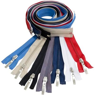 AERZETIX Set van 7 spiraalritssluitingen nr. 5 75 cm deelbaar met decoratieve trekker metaal nylon polyester donkerblauw zwart lila grijs wit saffierblauw lichtbeige rood AERZETIX Set van 7 spiraalritssluitingen nr. 5 75 cm deelbaar met decoratieve trekker metaal nylon polyester donkerblauw zwart lila grijs wit saffierblauw lichtbeige rood
