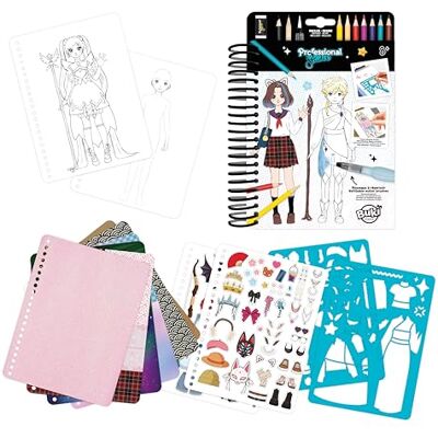 Buki France Carnet de Mode Manga – Kit Création Stylisme A5 – 30 Pages à Colorier et Personnaliser – Crayons Aquarellables, Stickers & Pochoirs Inclus – Dès 8 Ans CM201 Buki France Carnet de Mode Manga – Kit Création Stylisme A5 – 30 Pages à Colorier et Personnaliser – Crayons Aquarellables, Stickers & Pochoirs Inclus – Dès 8 Ans CM201