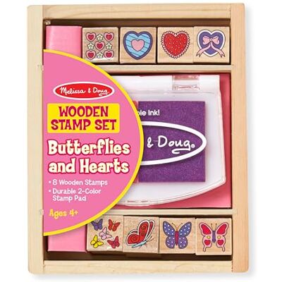 Melissa & Doug Vlinder- en hartstempelset: 8 stempels en 2-kleurige stempelkussens Melissa & Doug Vlinder- en hartstempelset: 8 stempels en 2-kleurige stempelkussens
